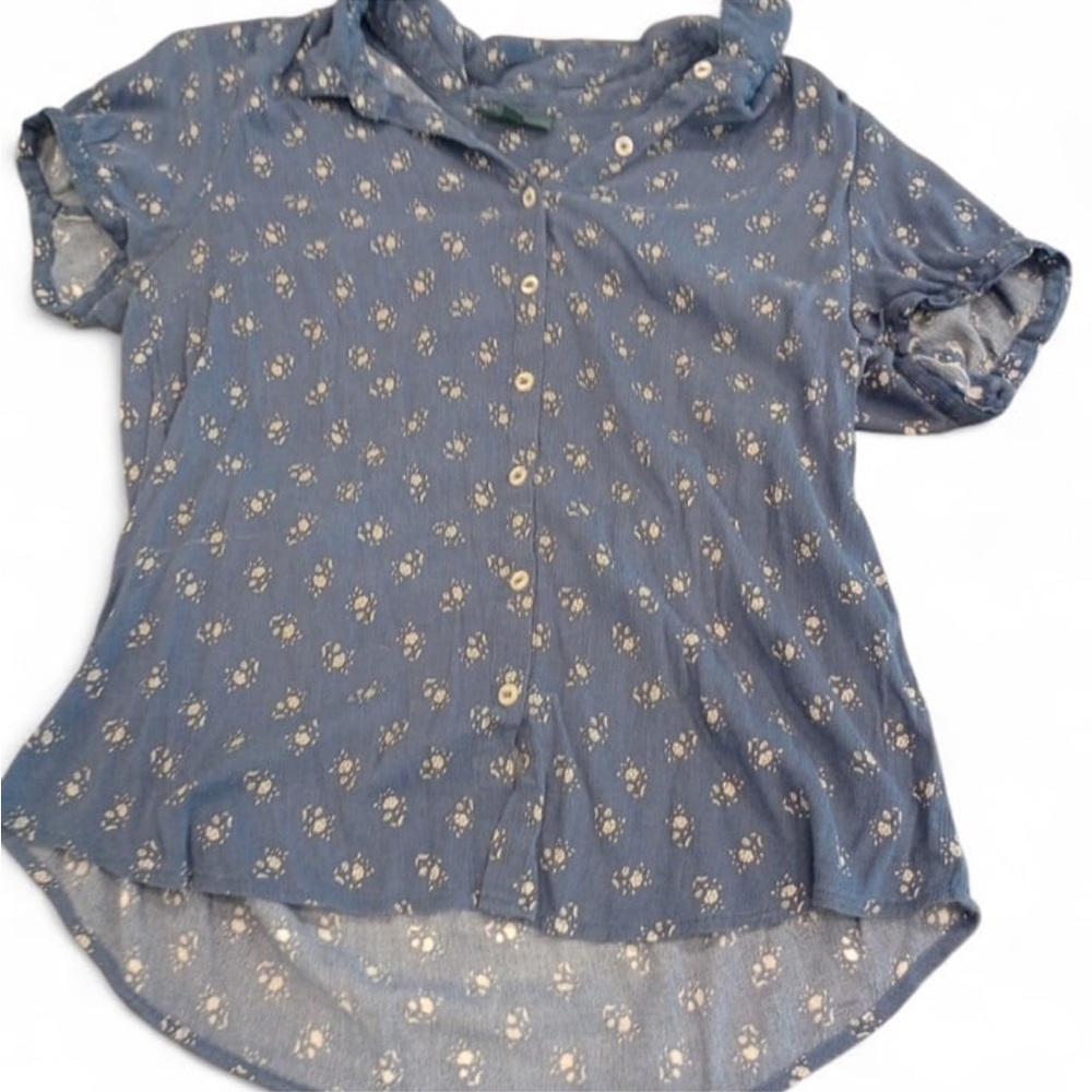 Modcloth button up Blue and White Button Down Shirt size XL